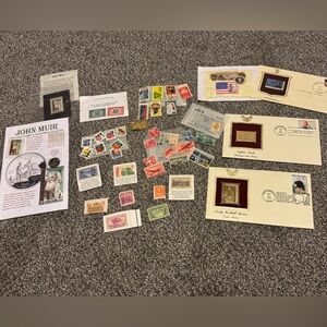 Huge Lot Of Collectible Stamps + John Muir Coin